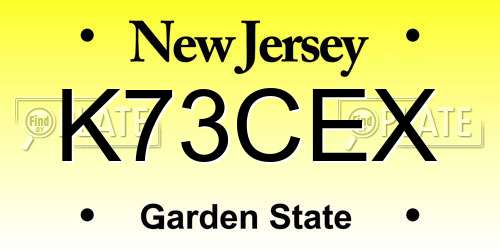 K73CEX New Jersey License Plate