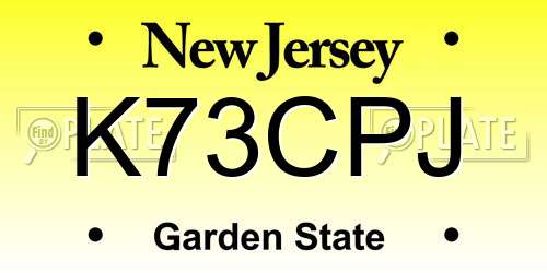 K73CPJ New Jersey License Plate