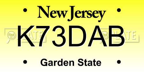 K73DAB New Jersey License Plate