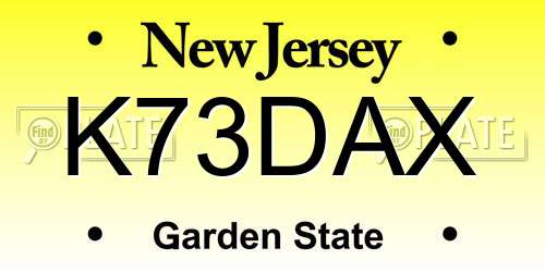 K73DAX New Jersey License Plate