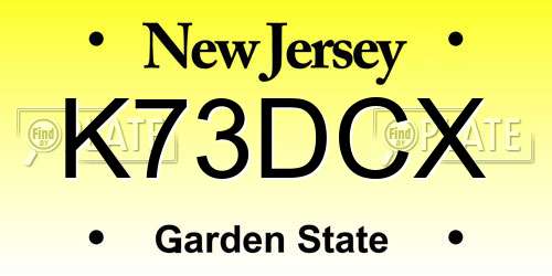 K73DCX New Jersey License Plate