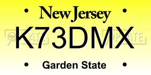K73DMX New Jersey License Plate