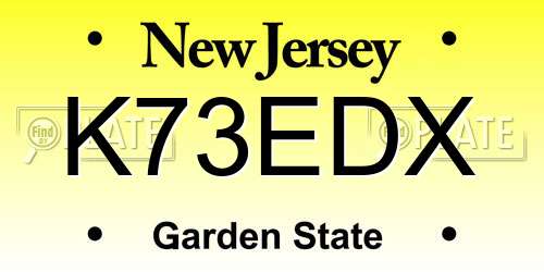 K73EDX New Jersey License Plate