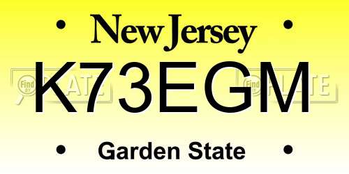 K73EGM New Jersey License Plate