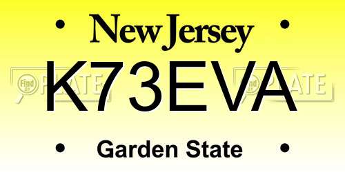 K73EVA New Jersey License Plate