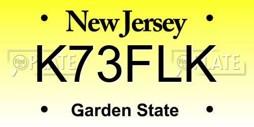 K73FLK New Jersey License Plate