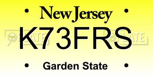 K73FRS New Jersey License Plate