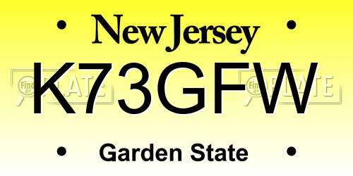 K73GFW New Jersey License Plate