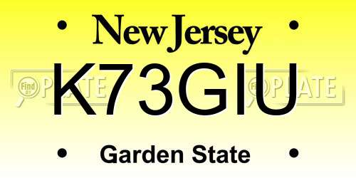K73GIU New Jersey License Plate