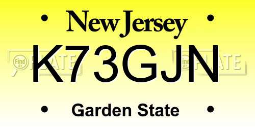 K73GJN New Jersey License Plate