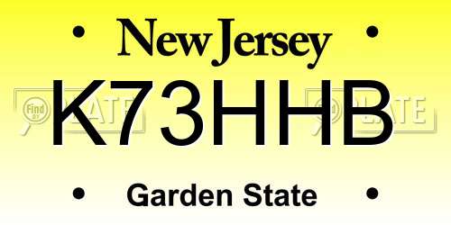 K73HHB New Jersey License Plate