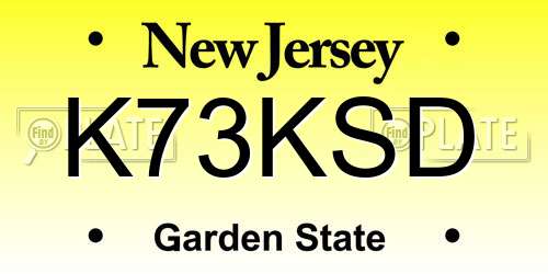 K73KSD New Jersey License Plate
