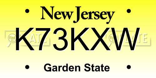 K73KXW New Jersey License Plate