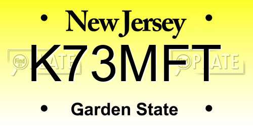 K73MFT New Jersey License Plate