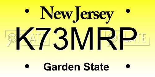K73MRP New Jersey License Plate