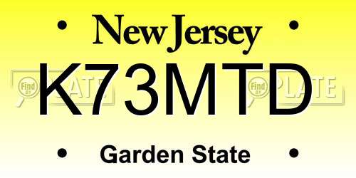 K73MTD New Jersey License Plate