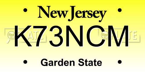 K73NCM New Jersey License Plate