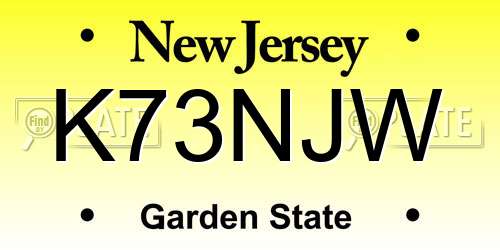 K73NJW New Jersey License Plate