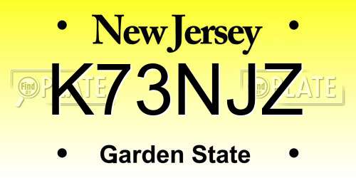 K73NJZ New Jersey License Plate