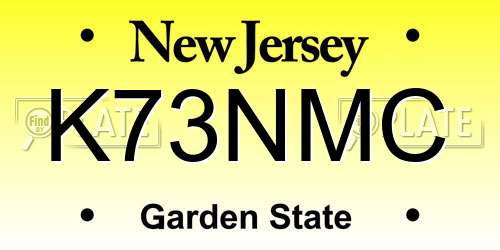 K73NMC New Jersey License Plate