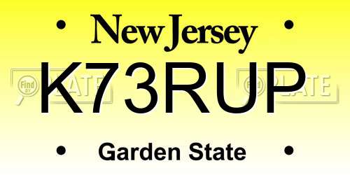 K73RUP New Jersey License Plate