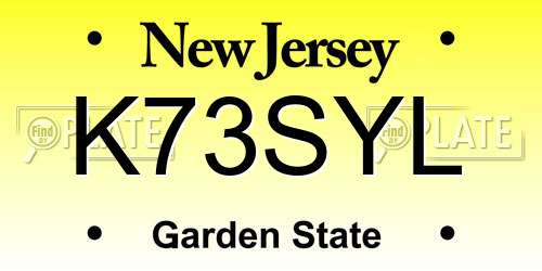 K73SYL New Jersey License Plate