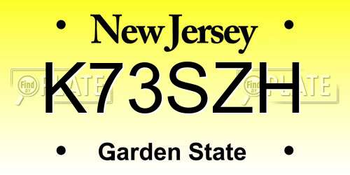 K73SZH New Jersey License Plate