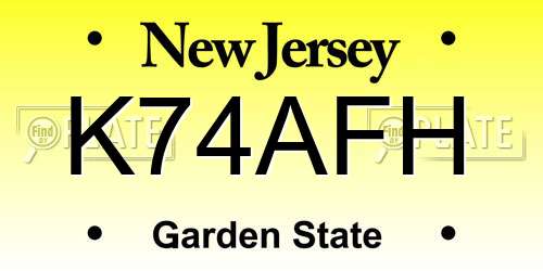 K74AFH New Jersey License Plate