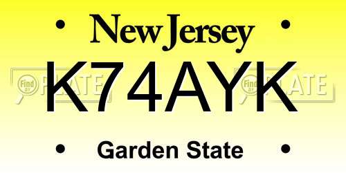 K74AYK New Jersey License Plate