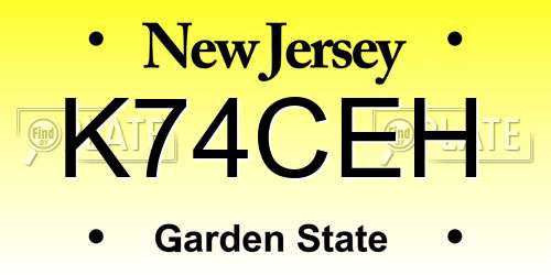 K74CEH New Jersey License Plate