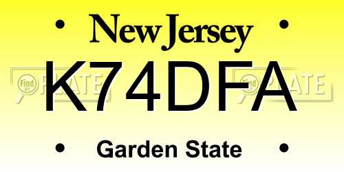 K74DFA New Jersey License Plate