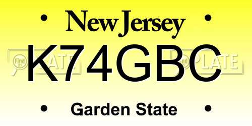 K74GBC New Jersey License Plate
