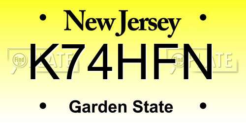 K74HFN New Jersey License Plate