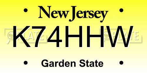 K74HHW New Jersey License Plate