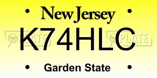 K74HLC New Jersey License Plate