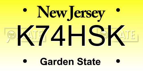 K74HSK New Jersey License Plate