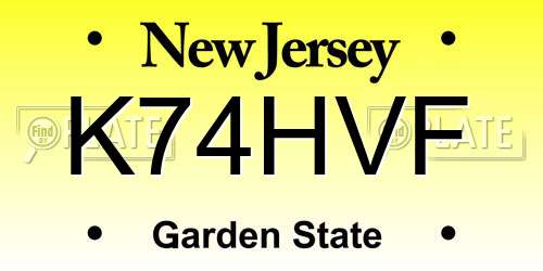 K74HVF New Jersey License Plate