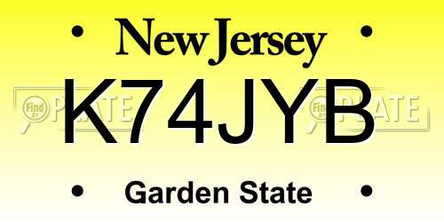 K74JYB New Jersey License Plate