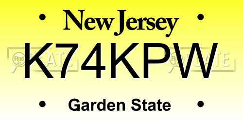K74KPW New Jersey License Plate