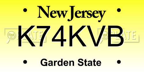 K74KVB New Jersey License Plate