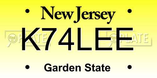 K74LEE New Jersey License Plate