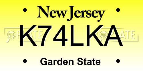 K74LKA New Jersey License Plate