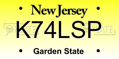 K74LSP New Jersey License Plate