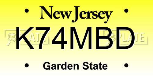 K74MBD New Jersey License Plate