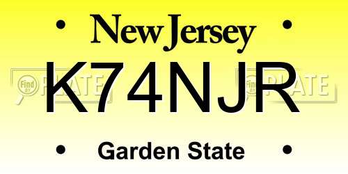 K74NJR New Jersey License Plate
