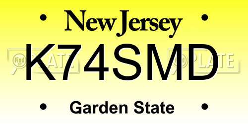 K74SMD New Jersey License Plate