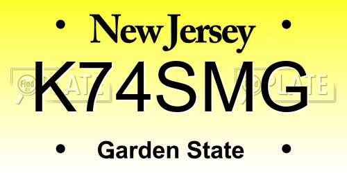 K74SMG New Jersey License Plate