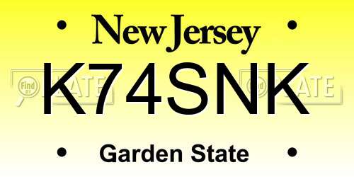K74SNK New Jersey License Plate