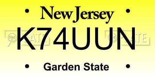 K74UUN New Jersey License Plate