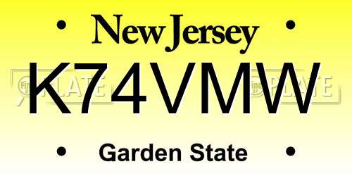 K74VMW New Jersey License Plate